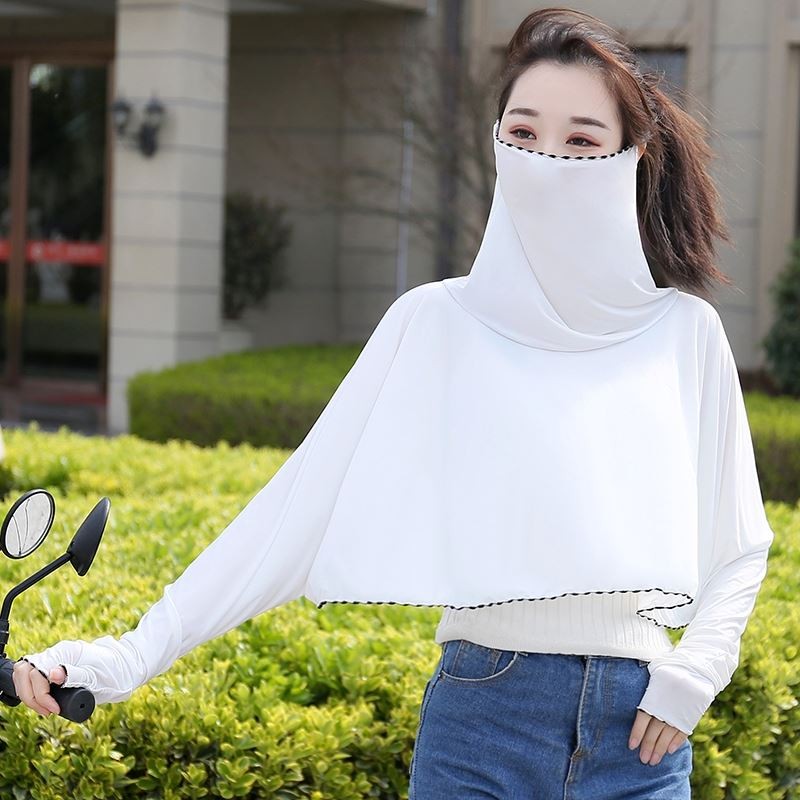 Ice Silk Sunscreen Cape Spring Summer Women's Outdoor Tours Driving Anti-UV Mask Integrated Beach Thin clothes