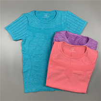 Sports fitness quick-drying short-sleeved T-shirt top women seamless quick-drying hollow-out breathable solid color vest running half sleeve