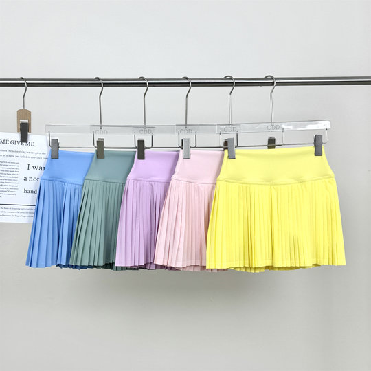 Falda de tenis para mujer, pantalones de seguridad, Falda plisada elástica a la moda, pantalones deportivos de tres puntos antiexpuestos de doble capa