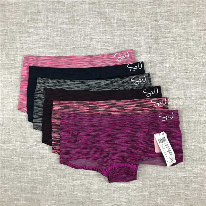 Foreign trade export quick-drying four-corner underwear women seamless cotton crotch sexy low waist small four-corner shorts 5 pieces