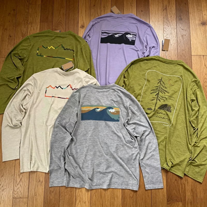 Mountain-Style Outdoor Elastic Breathable Wave Mountain Forest C1 Quick-Drying Long-Sleeve T-Shirt Sports Fitness Sweatshirt