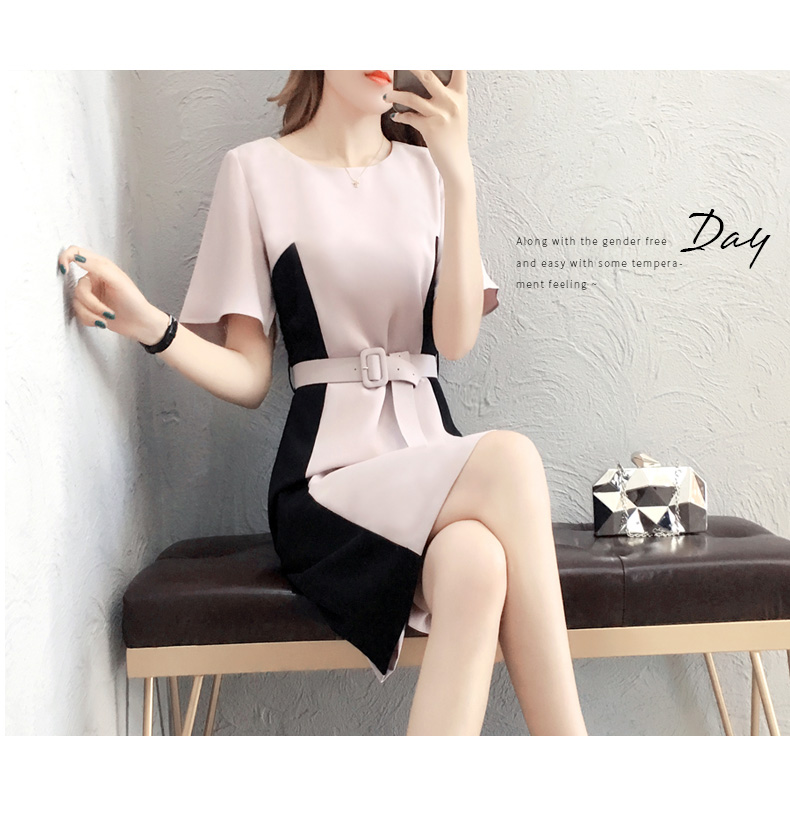 Váy mới mùa hè 2019 của phụ nữ Slim mỏng thời trang eo thon màu khâu khâu lão hóa váy hông - Sản phẩm HOT đầm đỏ dự tiệc