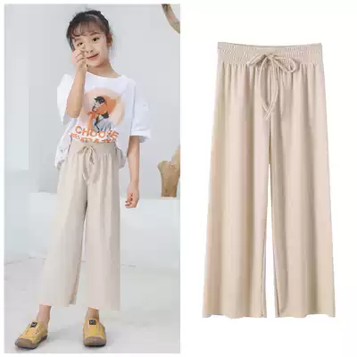 Girls 'wide-leg pants, summer mosquito-proof pants, Western loose straight pants, spring girls' casual mid-size children's nine-point pants