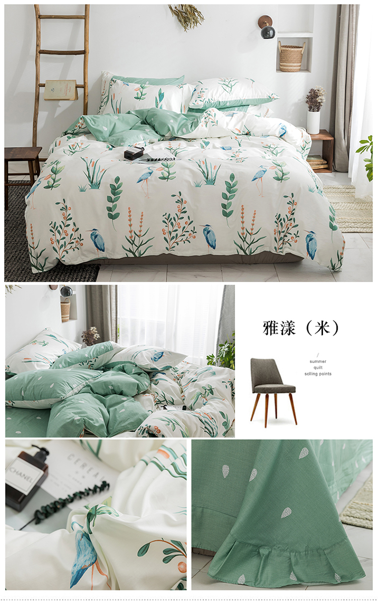 Ins bông tươi nhỏ bốn mảnh đơn giản bông quilt cover sheets giường 1,5 m1.8 m giường, đôi