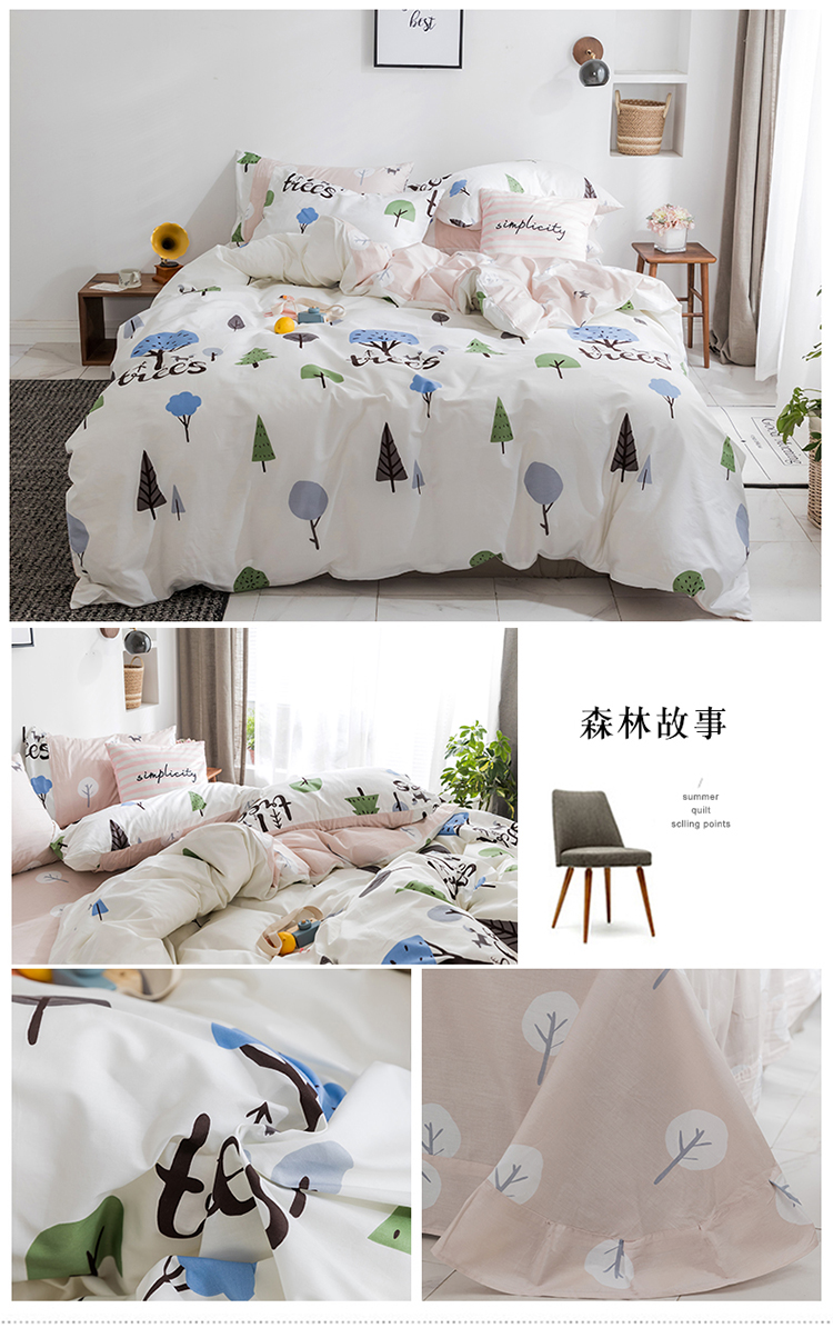 Ins bông tươi nhỏ bốn mảnh đơn giản bông quilt cover sheets giường 1,5 m1.8 m giường, đôi