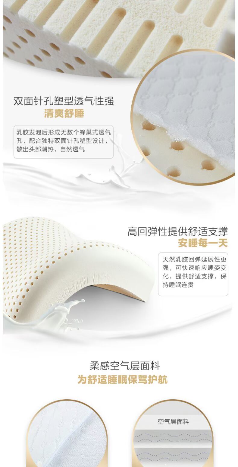 Luolai dệt may tại nhà Thái Lan nhập khẩu gối cao su sinh viên gối cao cổ phục hồi gối đơn hộ gia đình [荥] - Gối gối cao su