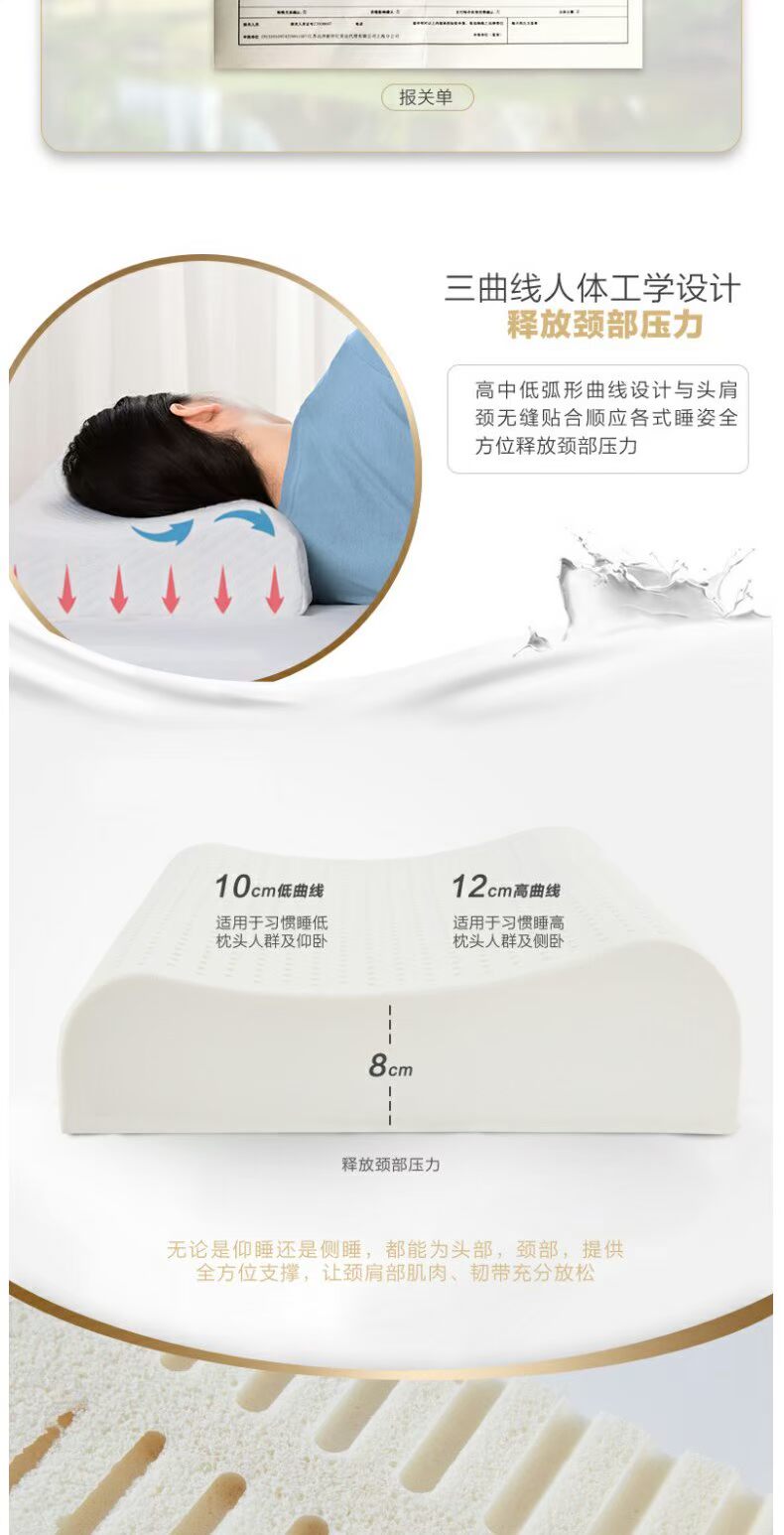 Luolai dệt may tại nhà Thái Lan nhập khẩu gối cao su sinh viên gối cao cổ phục hồi gối đơn hộ gia đình [荥] - Gối gối cao su