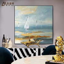  Modern minimalist hand-painted oil painting Abstract sailing hotel hanging painting Bedroom restaurant hand-decorated painting postmodern style