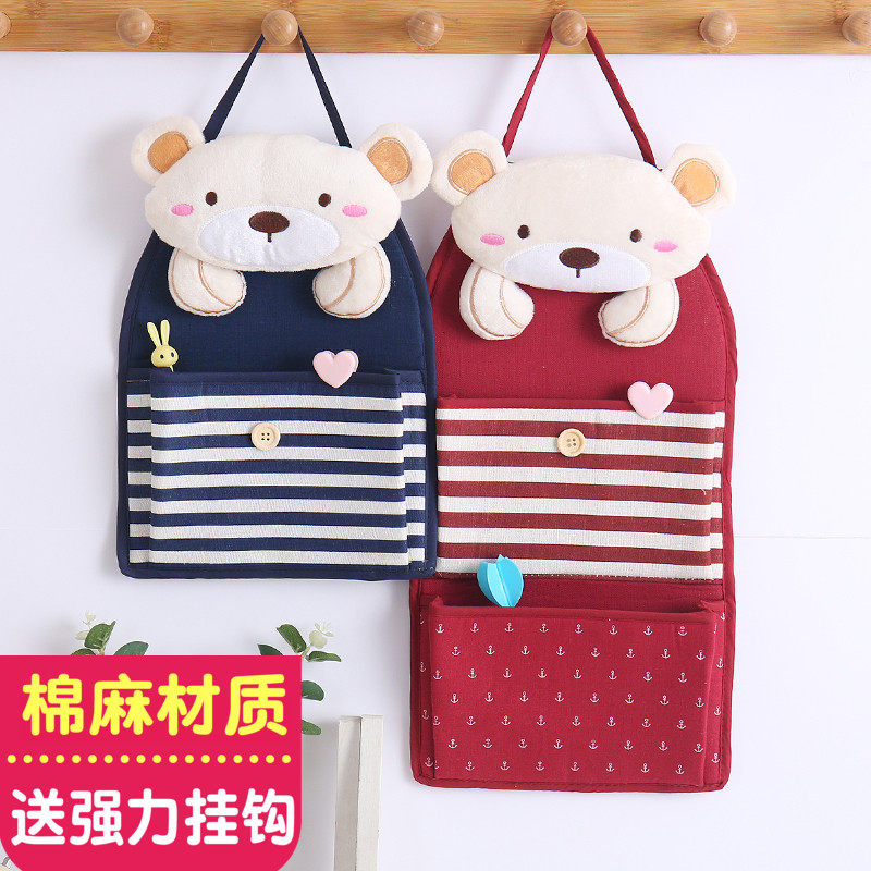 Recreation house Cartoon fabric hanging bag storage bag Wall-mounted multi-layer door wardrobe storage hanging bag Creative storage bag