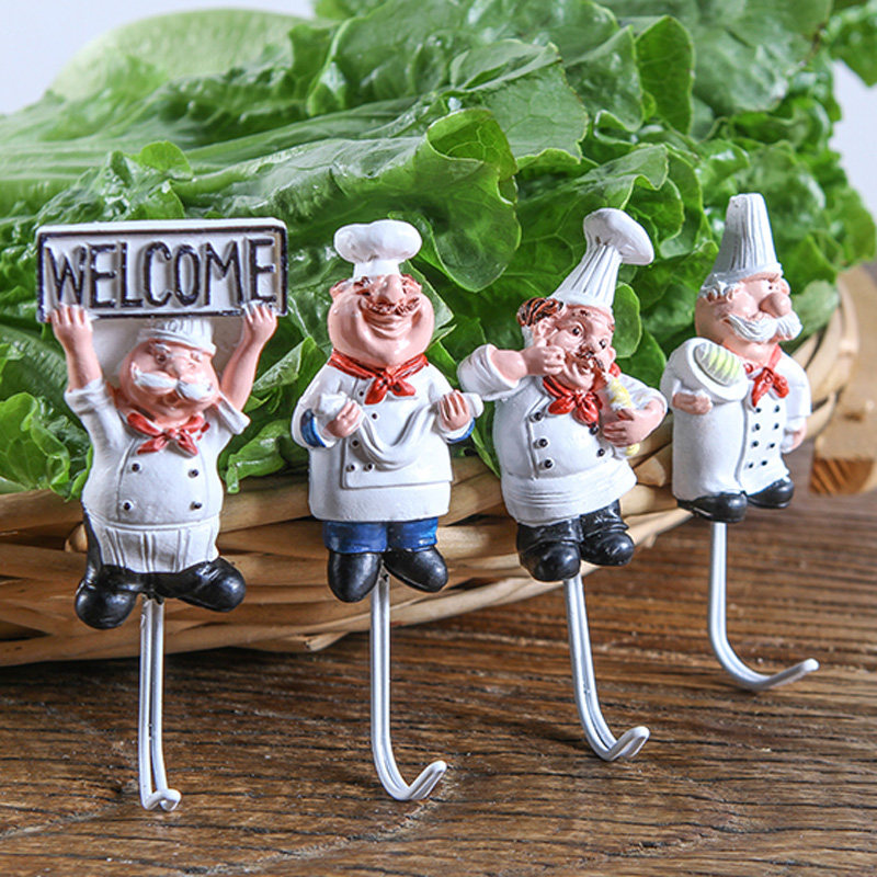 Resin Chefs Hook Powerful Kitchen Wall Bedrooms Adhesive Hooks Free of stiletto stainless steel Creative Sticky Hook