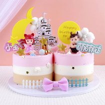 Little boy little girl double egg simulation cake model 2021 new net red cartoon birthday plastic sample customization