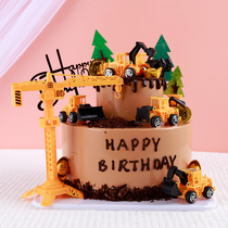 Bulldozer double net red 2021 new cartoon cake model birthday sample creative fake cake customization