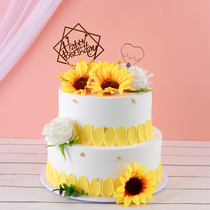 Sunflower cake model simulation 2021 New Net red double layer flower Flower birthday plastic window sample