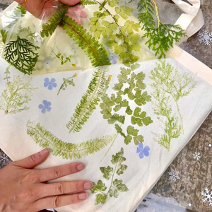 Plant Leaf Rubbing Print Kindergarten Activity DIY Cotton Canvas Bag White Tote Bag Rubbing Print Tools and Materials