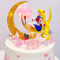 Cake decoration birthday scene baking supplies decoration moon beautiful girl decoration dessert table baking decoration