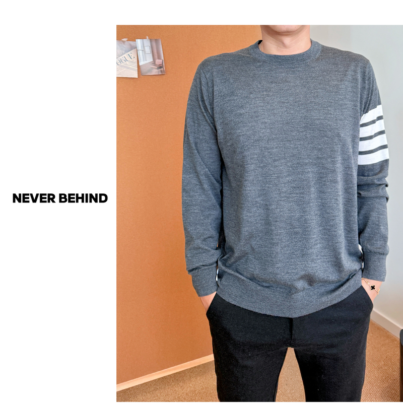 10.12 New Australian Wool Yarn 16-Gauge Baslan Worsted Wool Men's Crew Neck Sweater 10.12 New Australian Wool Yarn 16-Gauge Baslan Worsted Wool Men's Crew Neck Sweater