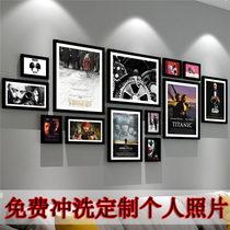 Cinema dance studio photo wall Monroe Hepburn solid wood hanging painting large size frame wall combination art and culture wall