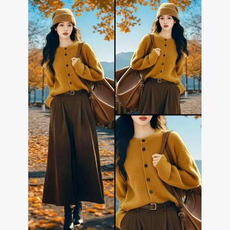 Melard Cardigan Sweater for Women, 2025 New Autumn Dopamine Base Shirt, Caramel Tundra Style Outfit Top Melard Cardigan Sweater for Women, 2025 New Autumn Dopamine Base Shirt, Caramel Tundra Style Outfit Top