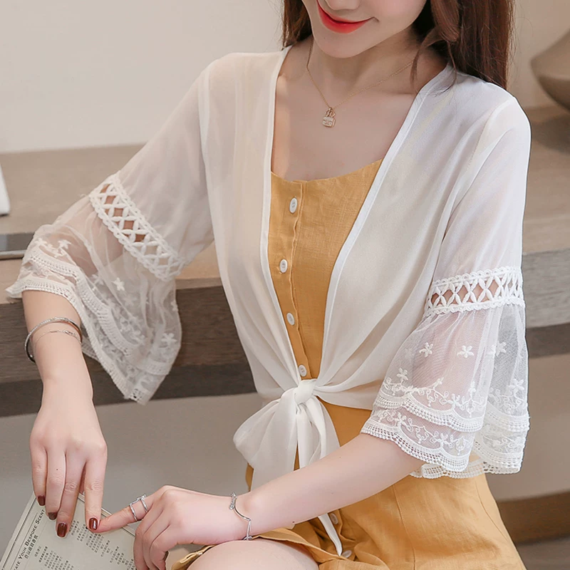 Шифоновые короткие летние slip-платье, тонкий плащ, одежда для защиты от солнца, куртка