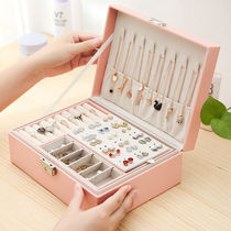 Jewelry box with lock jewelry box Princess European Korean wooden jewelry box earrings stud simple double storage box