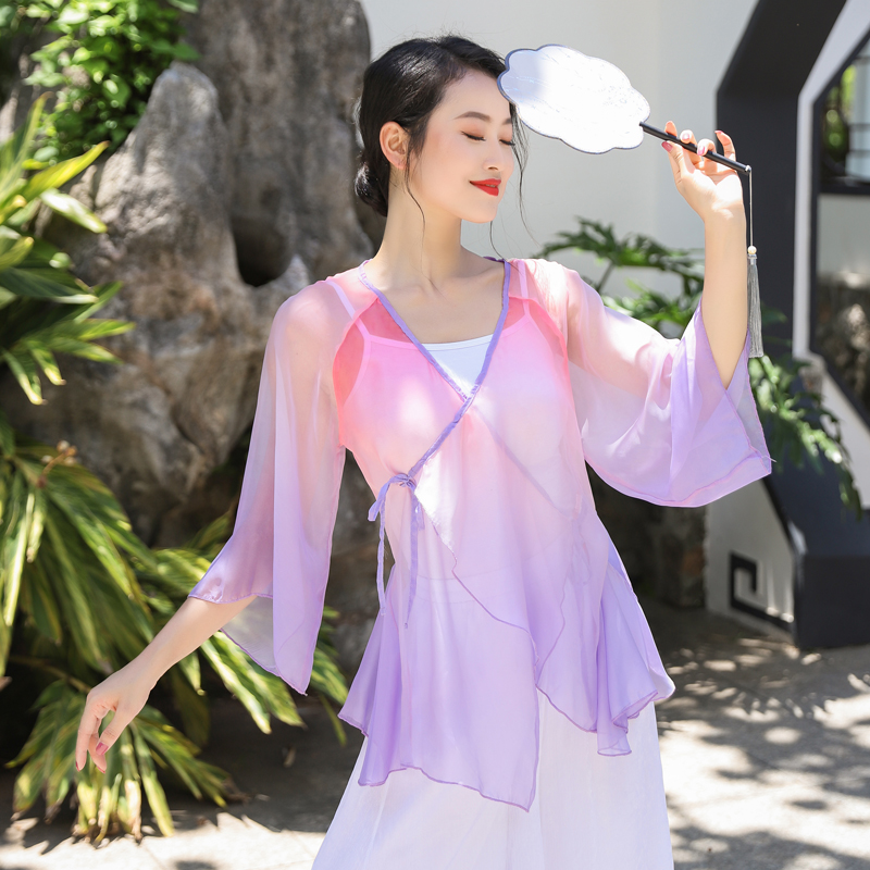 Classical dance suit summer fluttering gradual color dress body rhyme yoga outfit Han Han Han Han clothing Chinese wind teacher 008