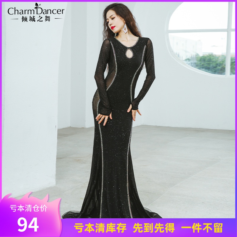 Allure Dance New Belly Dance Set Splicing Long Sleeve Dress iraq Hair Throwing Practice Performance Costume Clearance