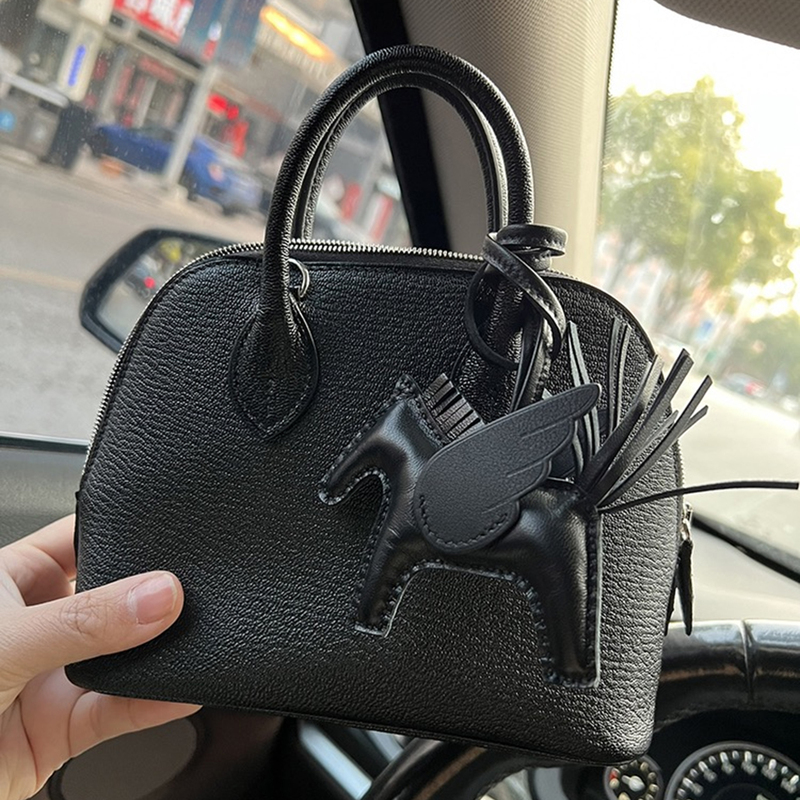 2026 New Model Handmade Wax Thread Mini Shell Bag Imported Goat Leather Handbag Crossbody Bag Women's Bowling Mini