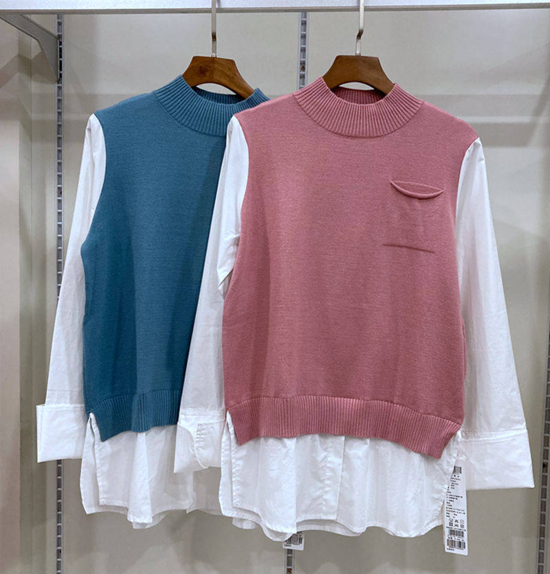 Pregnancy Color Early Spring Pregnant Woman Thin Wool Vest Shirt False Two Maternity Clothes Can be worn YWM193061 after childbirth