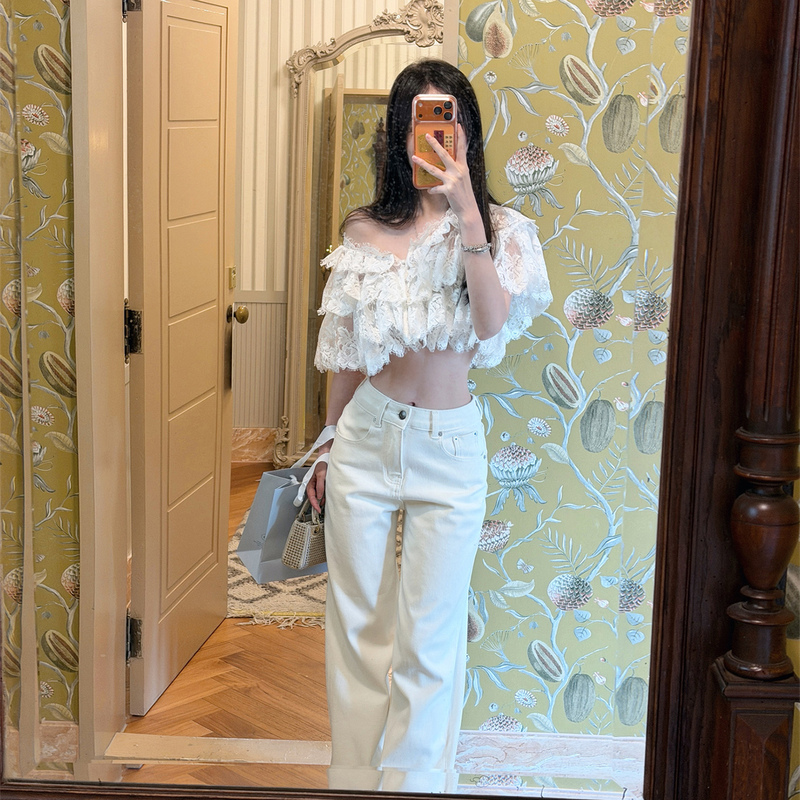 Xiongxiongwu [Slimming Pants] Straight-Leg Denim Loose-Fitting Versatile Straight-Leg Slimming Jeans