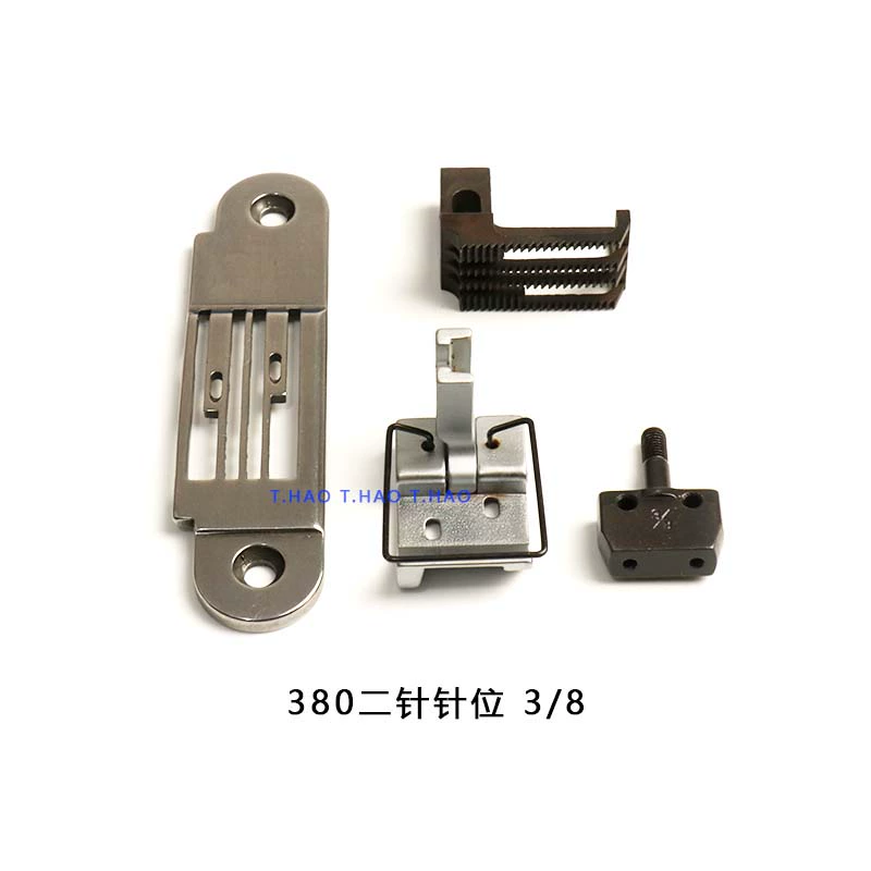 380 Máy tiện xích đôi kim. Máy tiện xích Bộ vị trí kim hai kim. Tấm kim. Chân vịt. Răng. Kẹp kim. Đầu kim