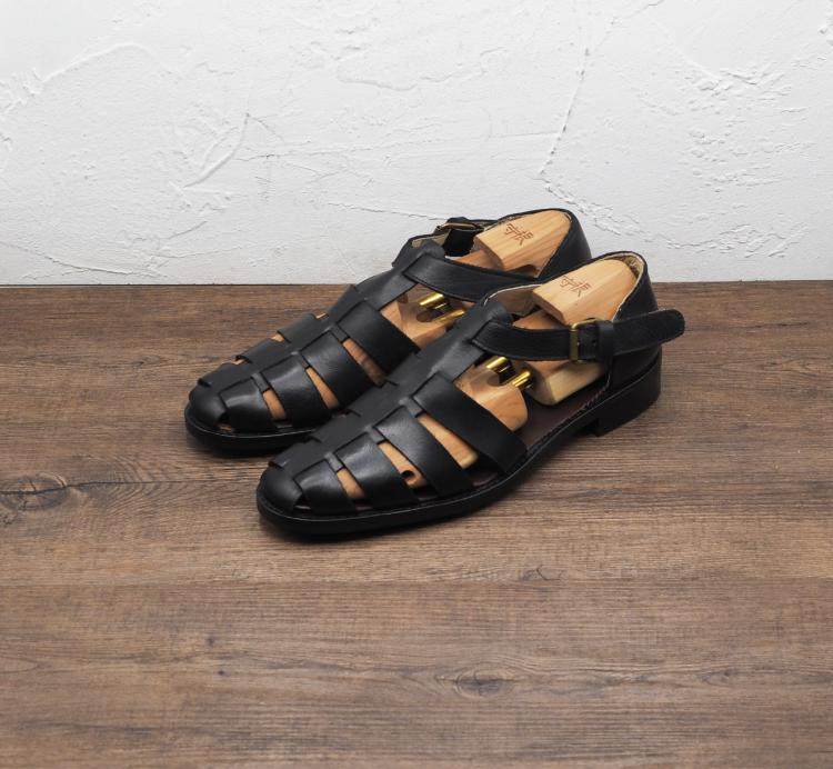 Keeping Root Small Code Large Size Size Pure Cow Leather Solid Specific Stitched Vibram Sole Free From Lacing Hollowed-out Sandals Handmade Leather Shoes