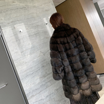 Fu Zhien imported Russian starry sable mink coat Womens fur coat Whole mink medium and long fur