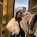 Fu Zhien nhập khẩu saga màu cáo cáo lông cáo khâu da cừu xe máy retro lông áo khoác nữ mùa đông - Faux Fur