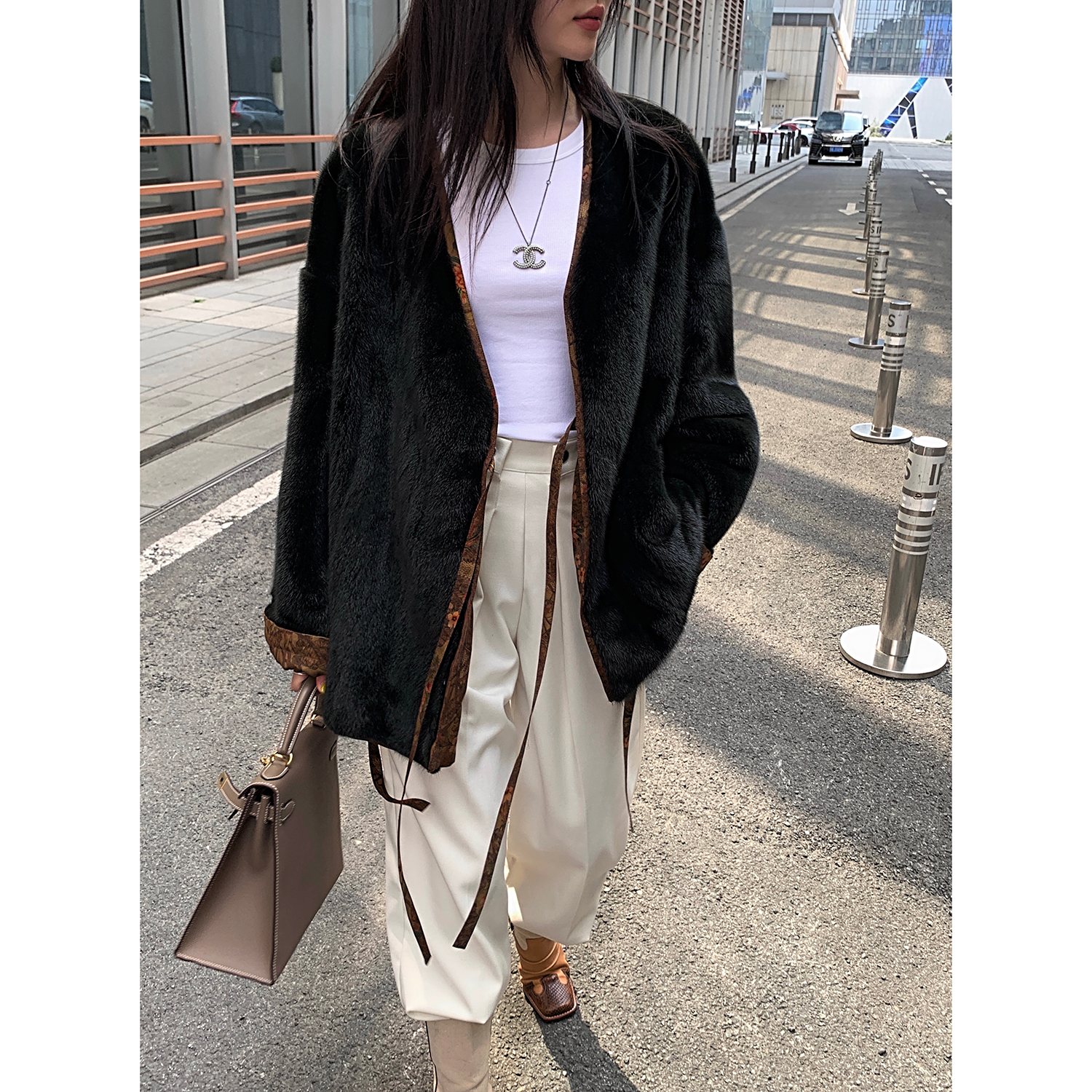 Pay wise En Champs Elysees retro elegant and elegant clouds veil two sides wearing ferrets fur fur coats women 2021 new