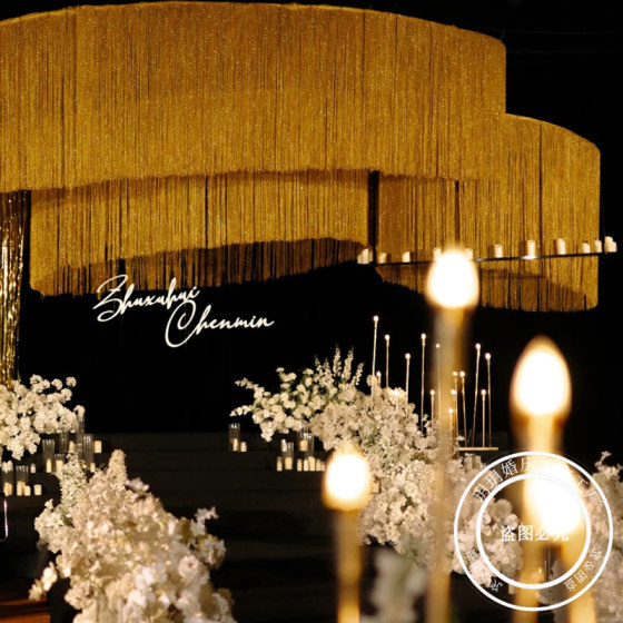 银丝线帘婚礼加密定制婚庆现场道具流苏韩式婚礼装饰直线隔断帘子