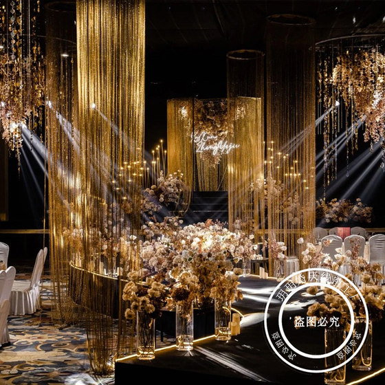 银丝线帘婚礼加密定制婚庆现场道具流苏韩式婚礼装饰直线隔断帘子