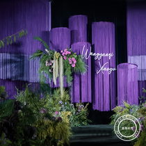 A small and fresh atmosphere fills the purple wedding thread curtain. Extra dense and thickened wedding stage Ferris wheel effect tassel thread curtain.