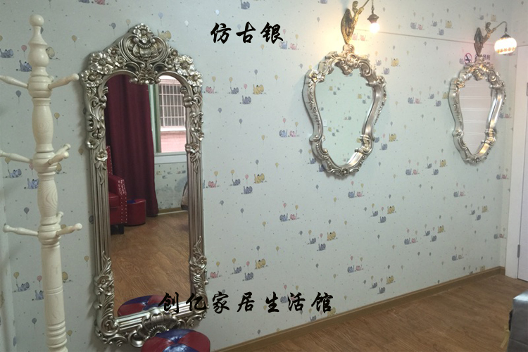 Gương sang trọng châu Âu sàn gương toàn thân phù hợp gương thời trang sang trọng treo tường gương châu Âu gương retro cắt tóc gương - Gương gương giả cổ