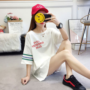 2019夏季韩版中长款宽松短袖T恤女装
