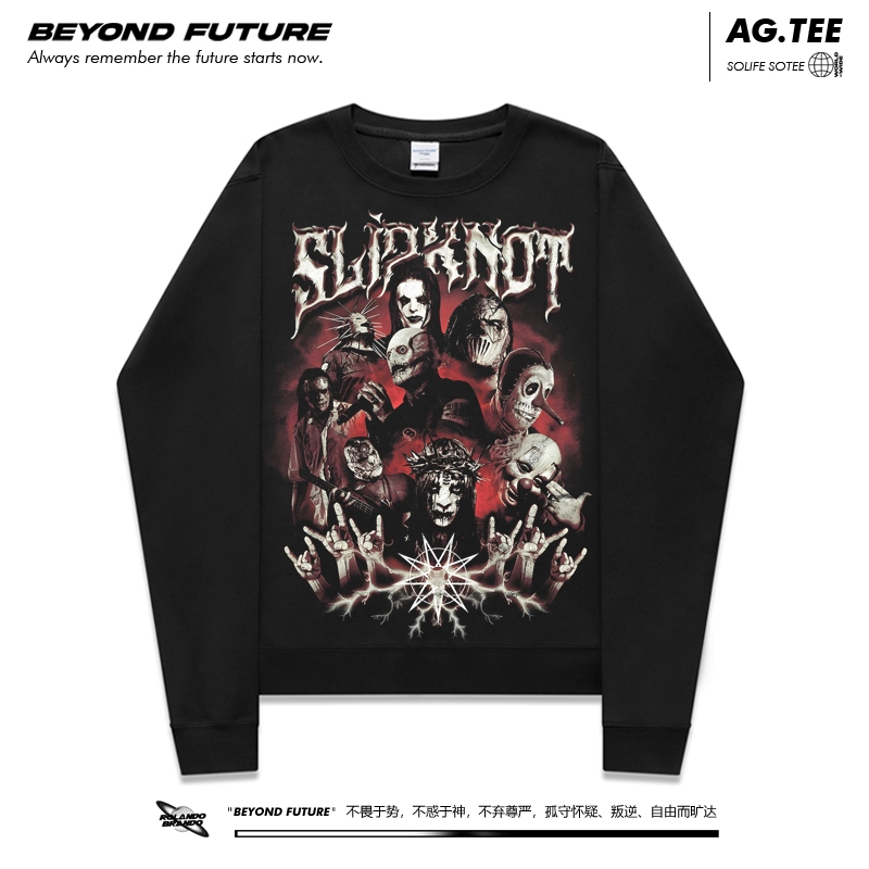 Slipknot Rock Metal Autumn and Winter Sweatshirt Loose Casual Trendy Brand Long-Sleeve Base Layer Jacket Black Direct Spray Slipknot Rock Metal Autumn and Winter Sweatshirt Loose Casual Trendy Brand Long-Sleeve Base Layer Jacket Black Direct Spray
