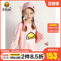 B duck little yellow duck childrens clothing girls medium-long sweater 2021 new spring and Autumn girls western style loose top clothes
