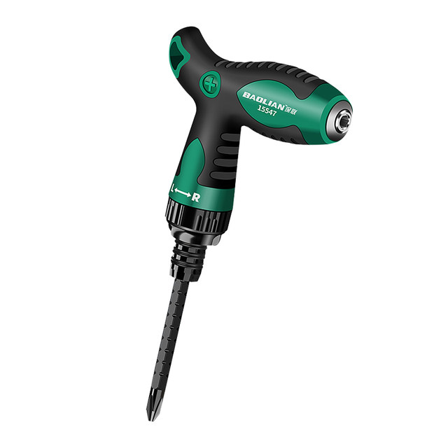 Baolian T-type ratchet screwdriver cross-shaped double-head multi-functional dual-purpose ເຄື່ອງມືແມ່ເຫຼັກທີ່ເຂັ້ມແຂງ screwdriver plum blossom ຄົວເຮືອນ