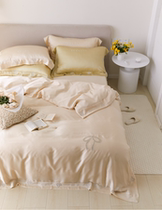 New Year must hoard Deka home textile Ji Jie customized heavy industry embroidery blue fine Tencel four-piece set