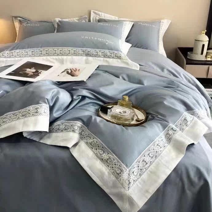 Small and white Yan Elects 140 Egyptian imported long suede cotton four pieces of style light and luxurious silk four sets Moorz