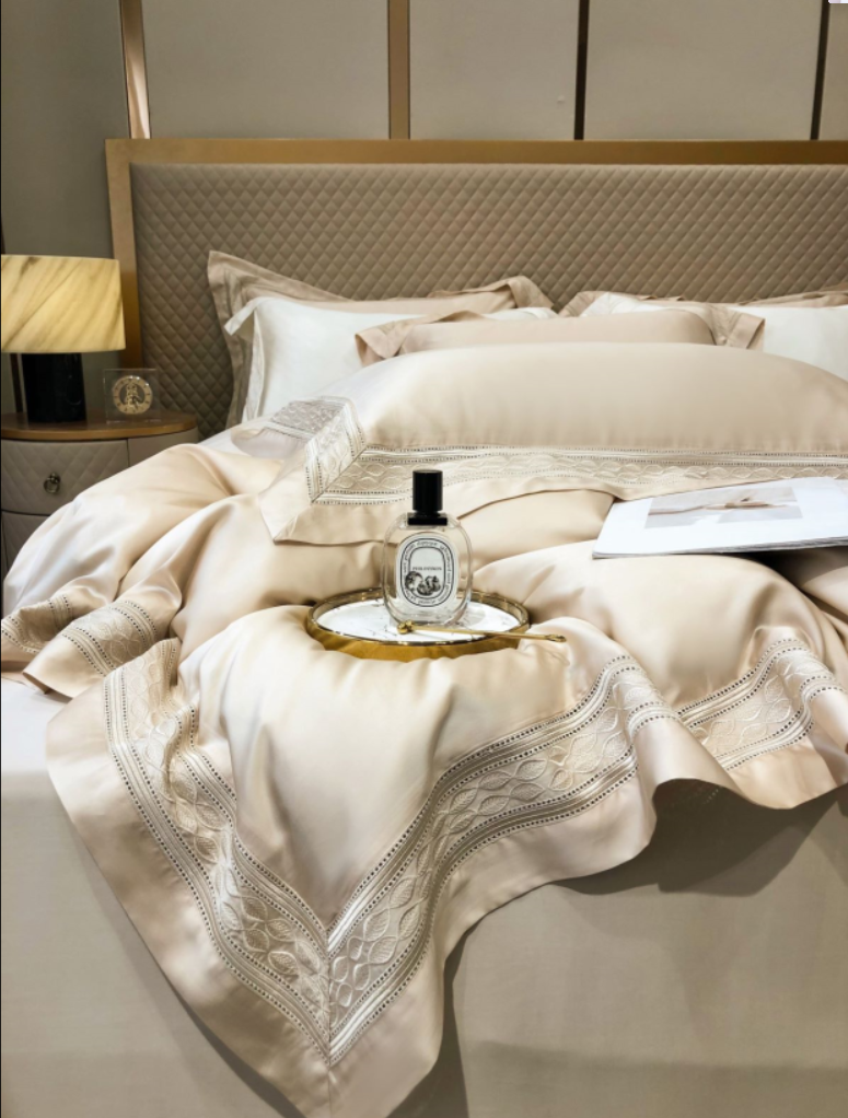 Xiaobai carefully selected Dongdixing top luxury 120s Lenzing Tencel heavy industry embroidery four-piece set