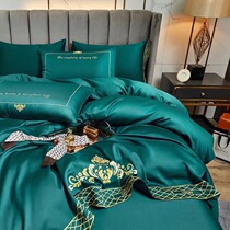 Small White strict selection light luxury Nordic ins Wind 120 Xinjiang long-staple cotton tribute satin four-piece set of pure quilt cover Cotton
