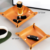 Nordic Folding Desktop Leather Cosmetics Containing box for entry-gate key disc Jewelry pallet Miscellaneous Goods Box