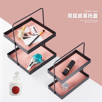 Light Extravagant Nordic Bilayer Leather Trays Cosmetic Skin-care Products Accessories JEWELLERY WATCH SHELF CONTAINING BOX XUAN GUAN PENDULUM
