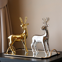Nordic Ins Golden Ceramic Deer Pendulum pieces Living room Xuanguan Home Decorative Goods Creativity American Wine Cabinet Animal Furnishing