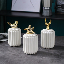 Nordic cotton swab cotton stick floss containing box personality cute home desktop toothpick with lid storage tank decoration pendulum